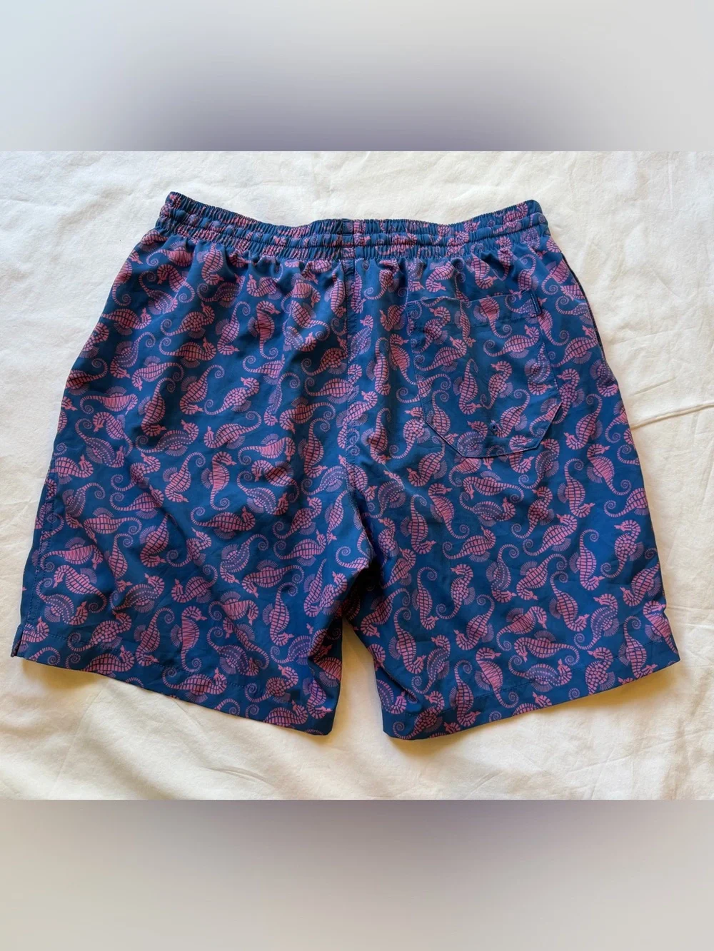 Chubbies Swim Trunks Mens Large Blue Pink Seahorse Print 7” Inseam Board Shorts